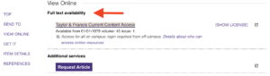 Full-text availability indicator in UW Libraries search result