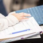student writing