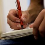 student writing